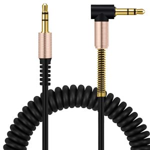 AUX Cable Spring Coiled 3.5mm Male to Male Right Audio Cable Auxiliary Cable