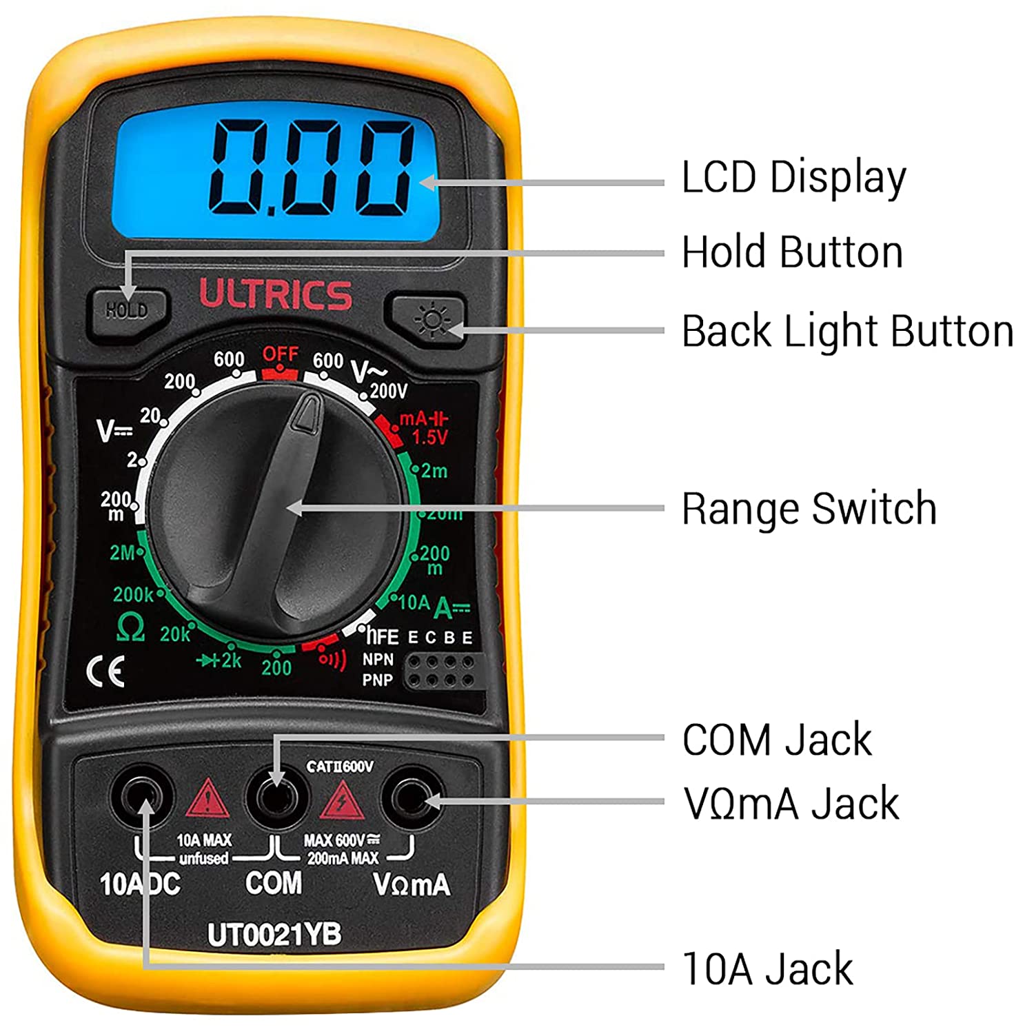 UK Auto Range LCD Digital Multimeter Voltmeter Ammeter Ohmmeter AC DC Tester *