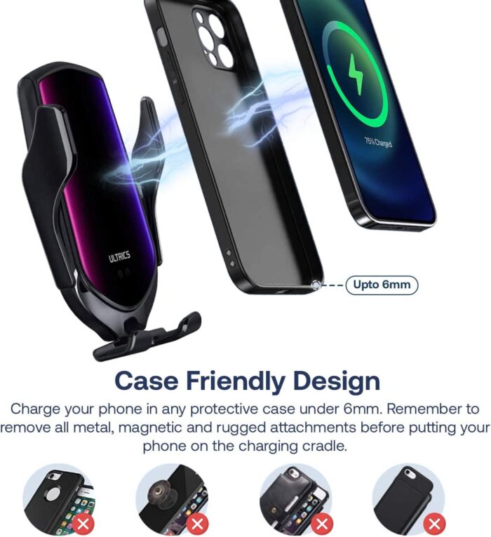 Wireless Car Charger Mount - Fast Charging Phone Holder | Black - Image 2