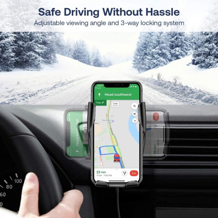 Wireless Car Charger Mount - Fast Charging Phone Holder | Black - Image 5