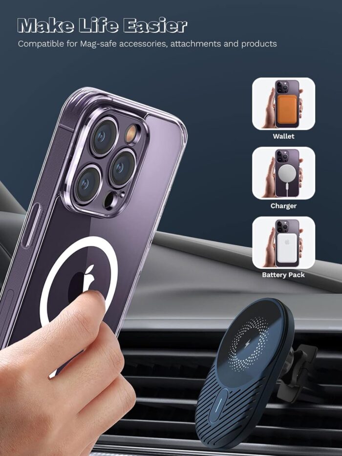 Magnetic Case for iPhone - Compatible with Mag-safe Wireless Charging, Shockproof Phone Bumper. Sleek and protective phone case designed for seamless Mag-safe charging.
