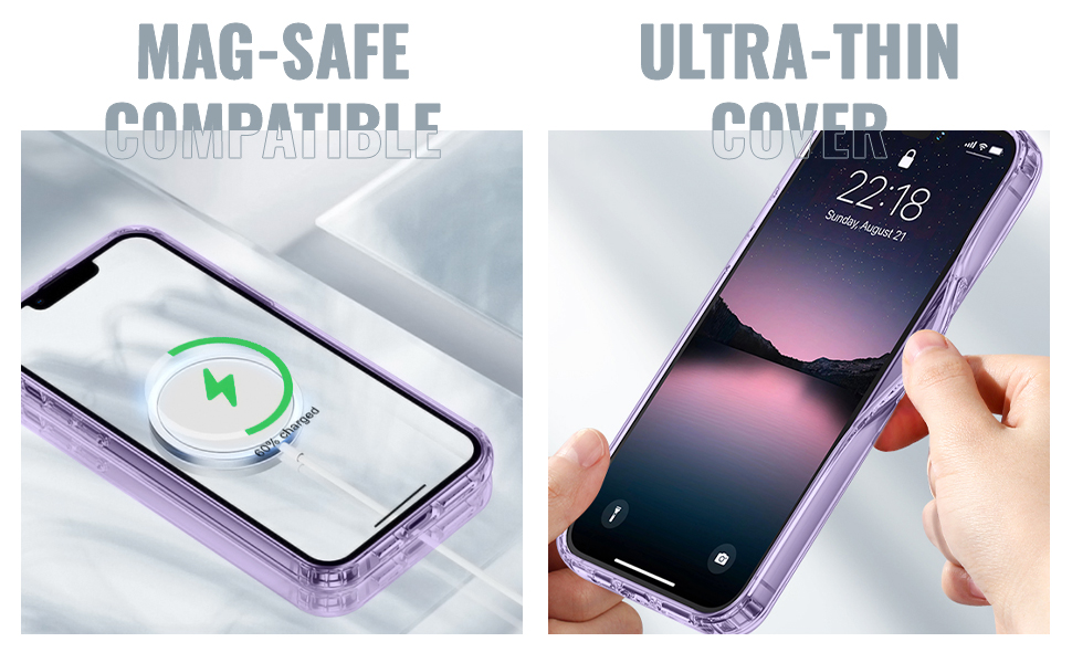 Magnetic Case for iPhone - Compatible with Mag-safe Wireless Charging, Shockproof Phone Bumper. Sleek and protective phone case designed for seamless Mag-safe charging.