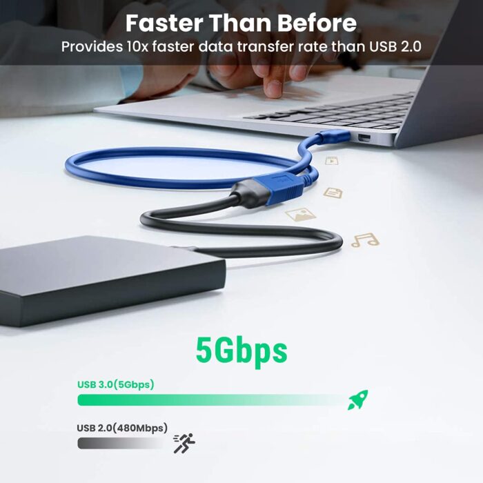 ULTRICS USB 3.0 Extension Lead - A blue USB 3.0 extension cable with male and female connectors. Ideal for extending USB connections and providing high-speed data transfer between devices.