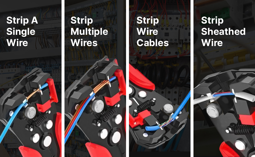 Wire Stripper - 3-in-1 Automatic Wire Cutter, Cable Terminal Crimper Tool. Versatile tool for cutting, crimping, and stripping wires efficiently.