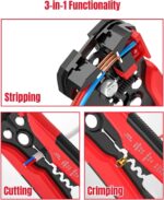 Wire Stripper - 3-in-1 Automatic Wire Cutter, Cable Terminal Crimper Tool. Versatile tool for cutting, crimping, and stripping wires efficiently.