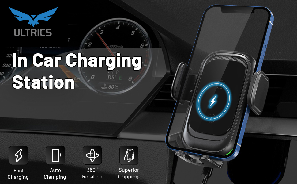 A car wireless charging station with a sleek design, perfect for charging your devices on the go.
