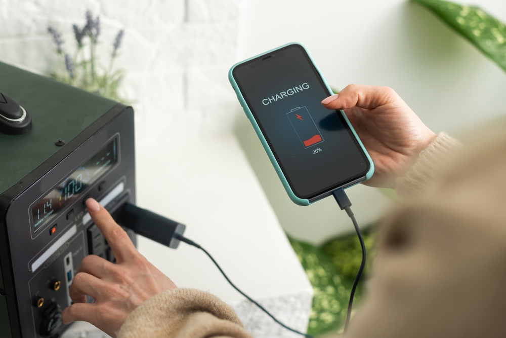 Smartphone screen displaying battery level of phone, while charging.