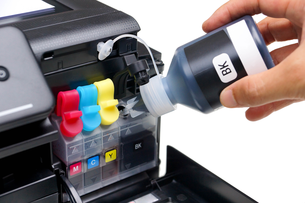 Refilling blank ink into a ink tank of a printer