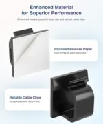 Self Adhesive Cable Clips for Cable Management Desk Wall Home Office - Black - Image 4