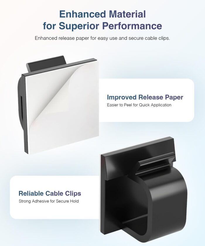 Self Adhesive Cable Clips for Cable Management Desk Wall Home Office - Black - Image 4